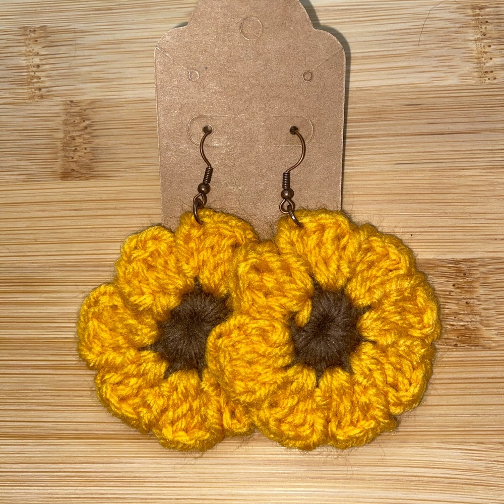 Handcrafted Yellow Flower Earrings